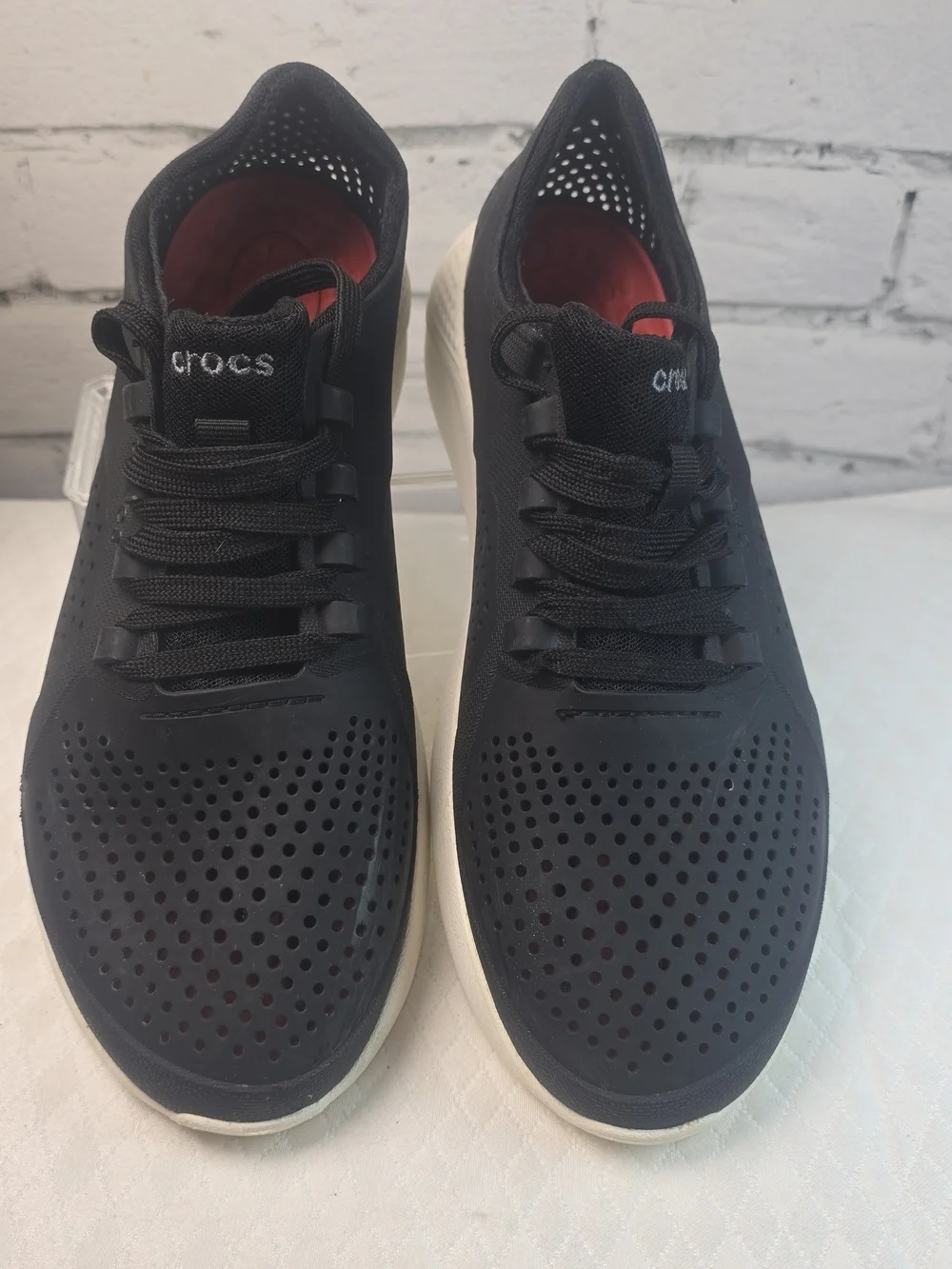 CROCS LITERIDE PACER SNEAKERS LACE-UP LIGHTWEIGHT BREATHABLE BLACK MENS SIZE 9 - Picture 6 of 10